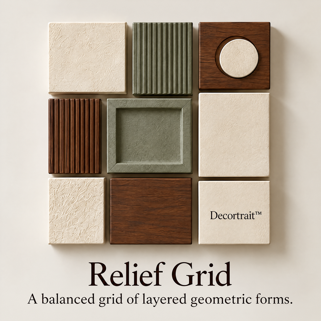 Decortrait™ Relief Grid – Textured Geometric Wall Sculpture