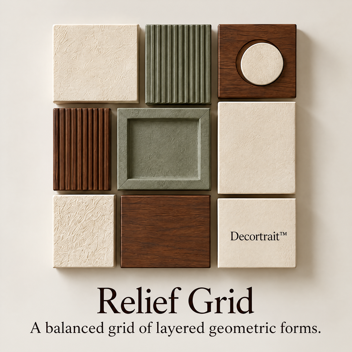 Decortrait™ Relief Grid – Textured Geometric Wall Sculpture