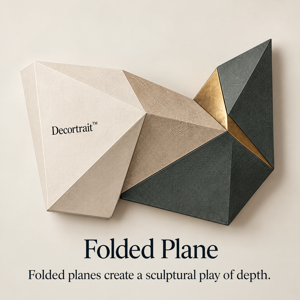 Decortrait™ Folded Plane – Geometric Relief Wall Sculpture