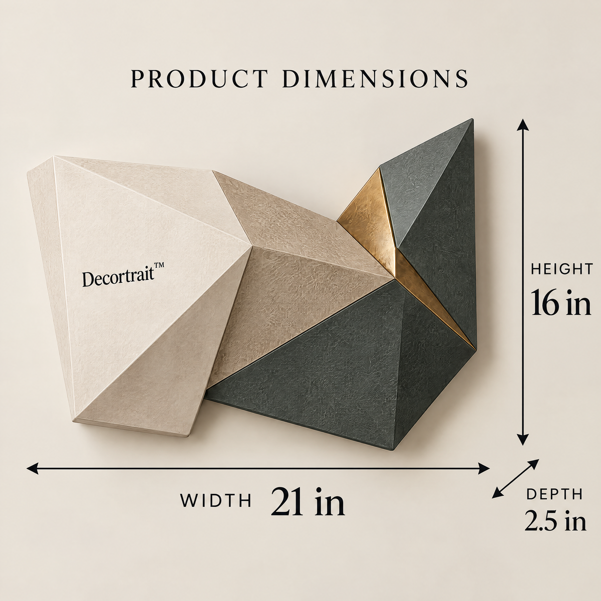 Decortrait™ Folded Plane – Geometric Relief Wall Sculpture