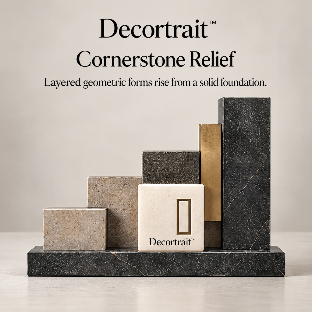 Decortrait™ Cornerstone Relief – Layered Geometric Architectural Sculpture