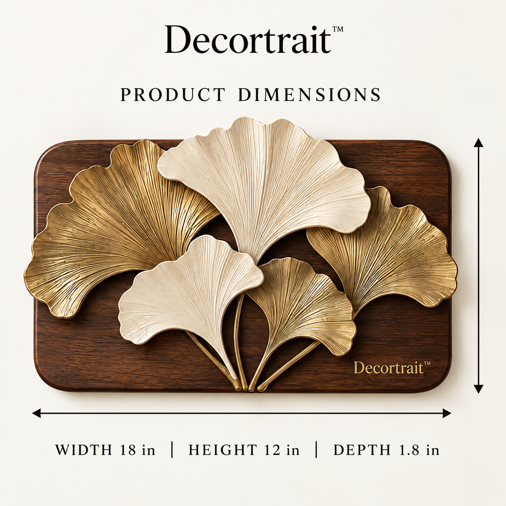Decortrait™ Ginkgo Reverie – Sculptural Ginkgo Leaf Wall Art