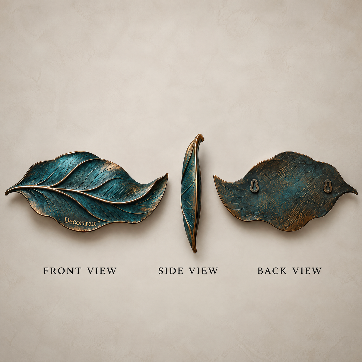 Decortrait™ Tidal Leaf – Sculptural Teal Leaf Wall Art