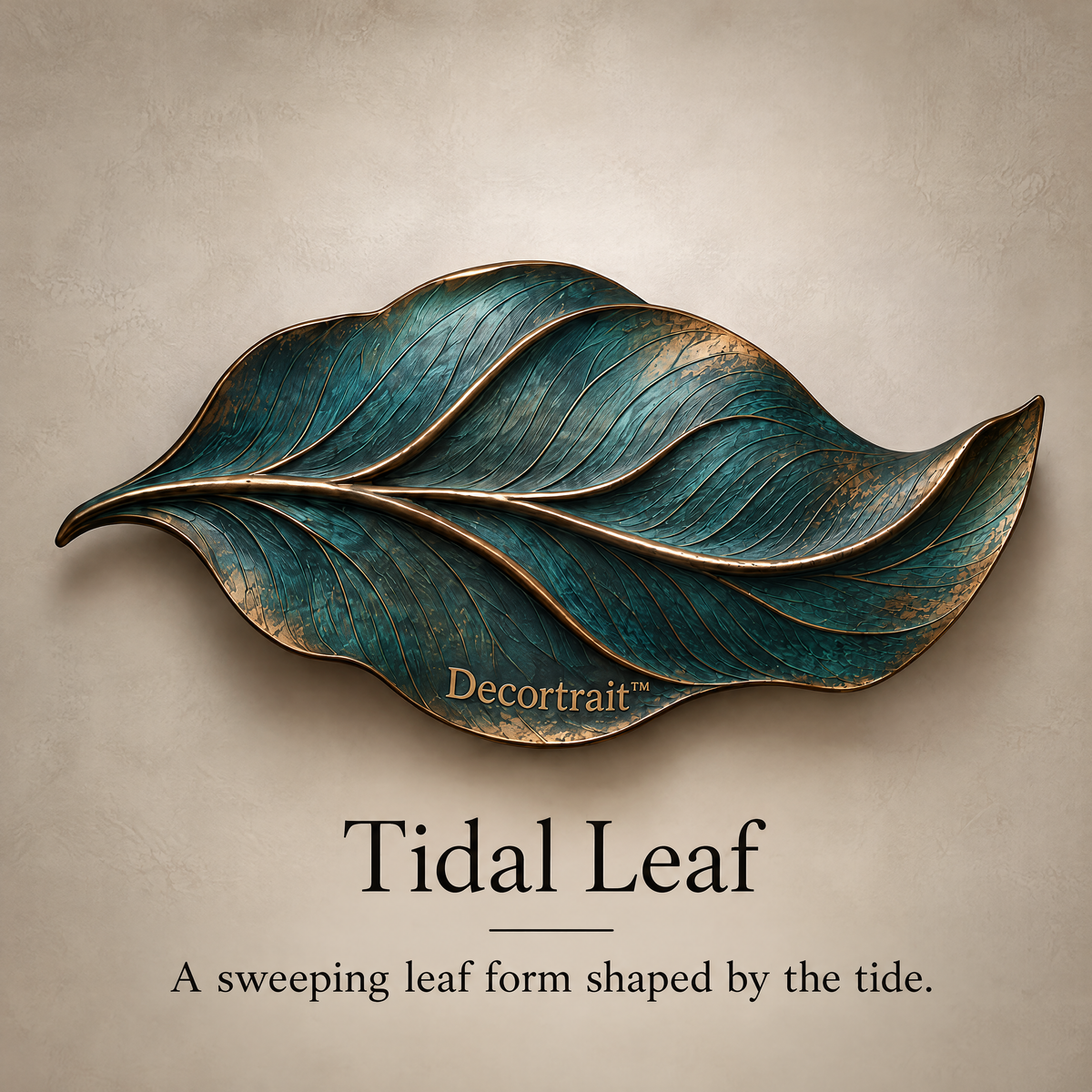 Decortrait™ Tidal Leaf – Sculptural Teal Leaf Wall Art