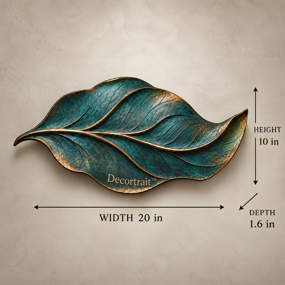 Decortrait™ Tidal Leaf – Sculptural Teal Leaf Wall Art