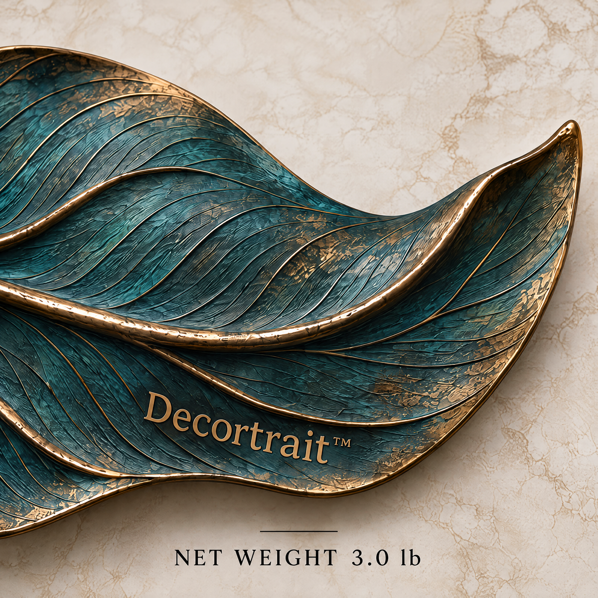 Decortrait™ Tidal Leaf – Sculptural Teal Leaf Wall Art