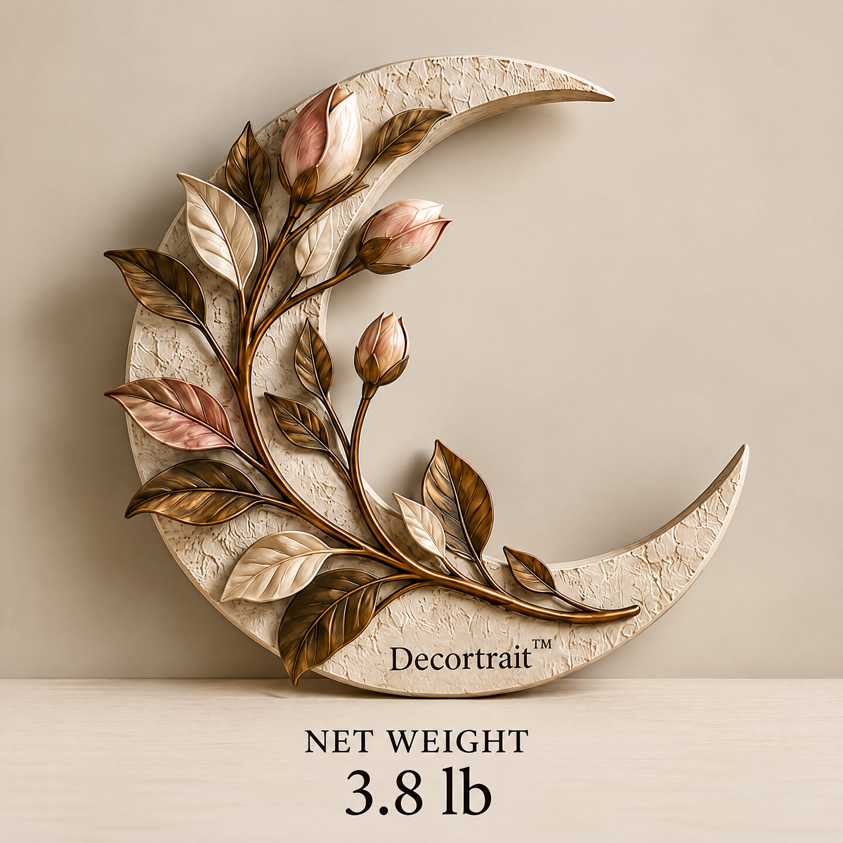 Decortrait™ Crescent Garden – Botanical Crescent Moon Wall Sculpture