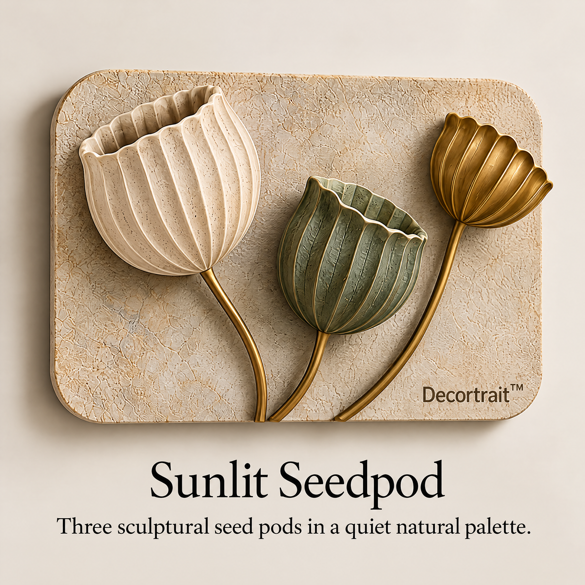 Decortrait™ Sunlit Seedpod – Sculptural Botanical Pod Wall Art